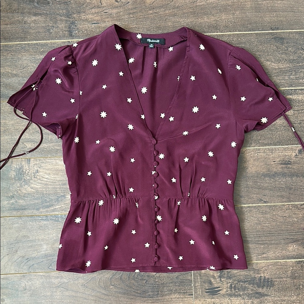 Madewell Burgundy Star Print Women's Top